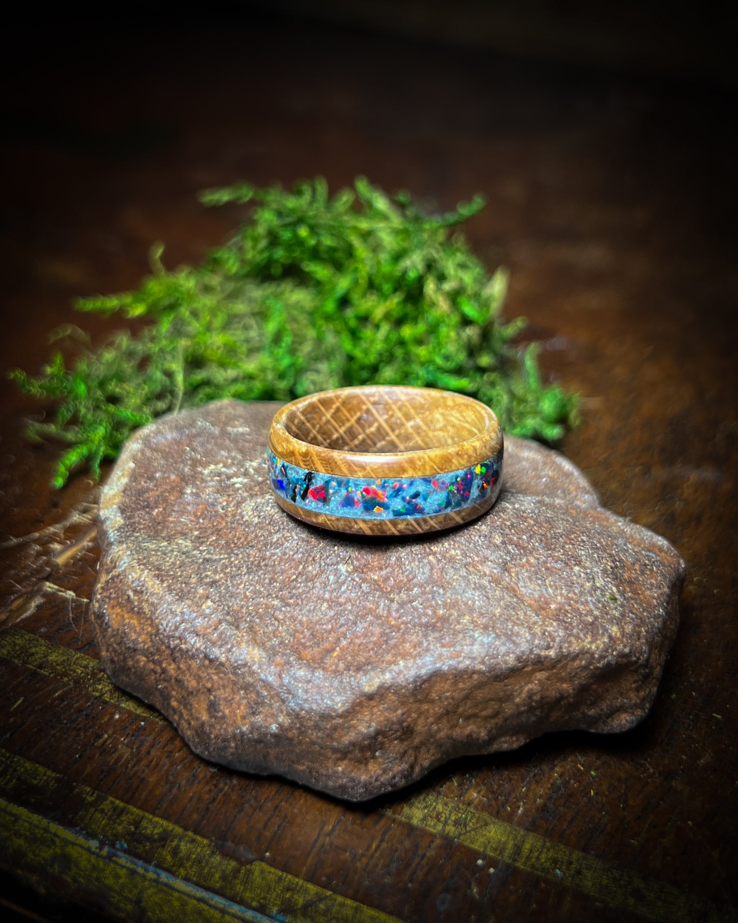 Create a Custom wood Ring with Opal Inlay