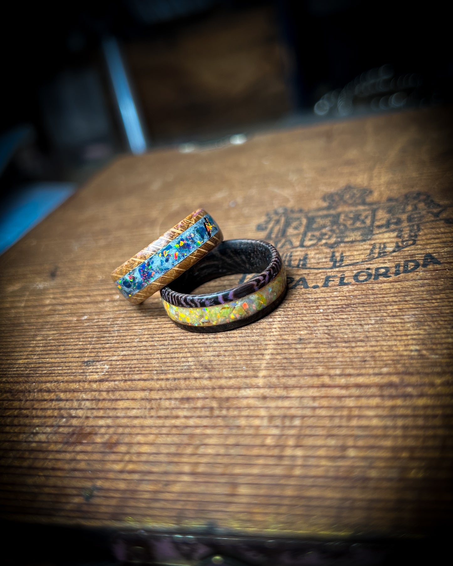 Create a Custom wood Ring with Opal Inlay